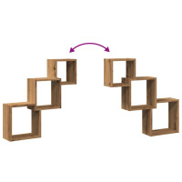 Produktbild för Vägghyllor kub artisan ek 68x15x68 cm konstruerat trä