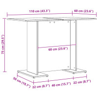 Produktbild för Matbord åldrat trä 110x60x75 cm konstruerat trä