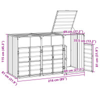 Produktbild för Soptunna för tre soptunnor antracit 216x81x115 cm stål