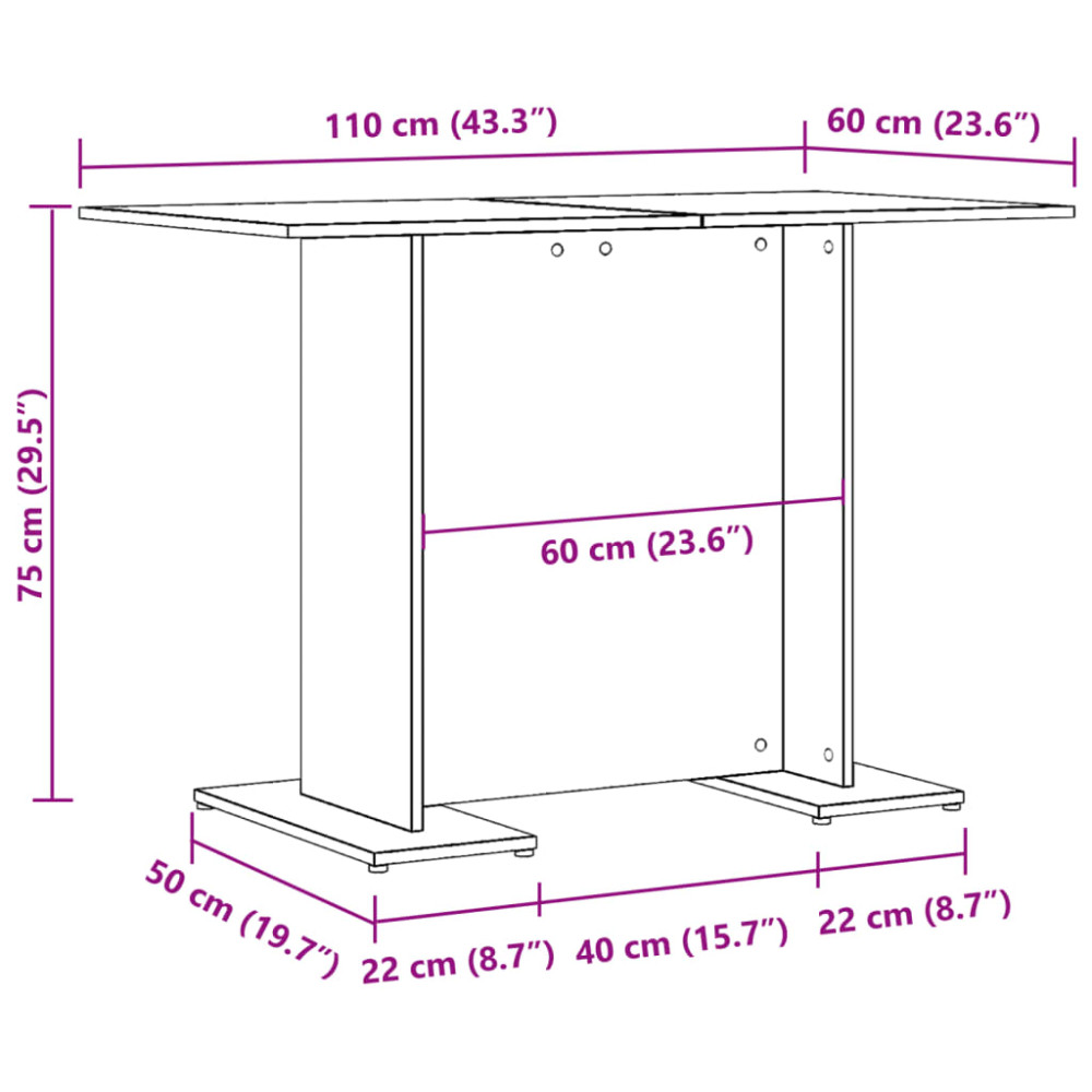 Produktbild för Matbord artisan ek 110x60x75 cm konstruerat trä