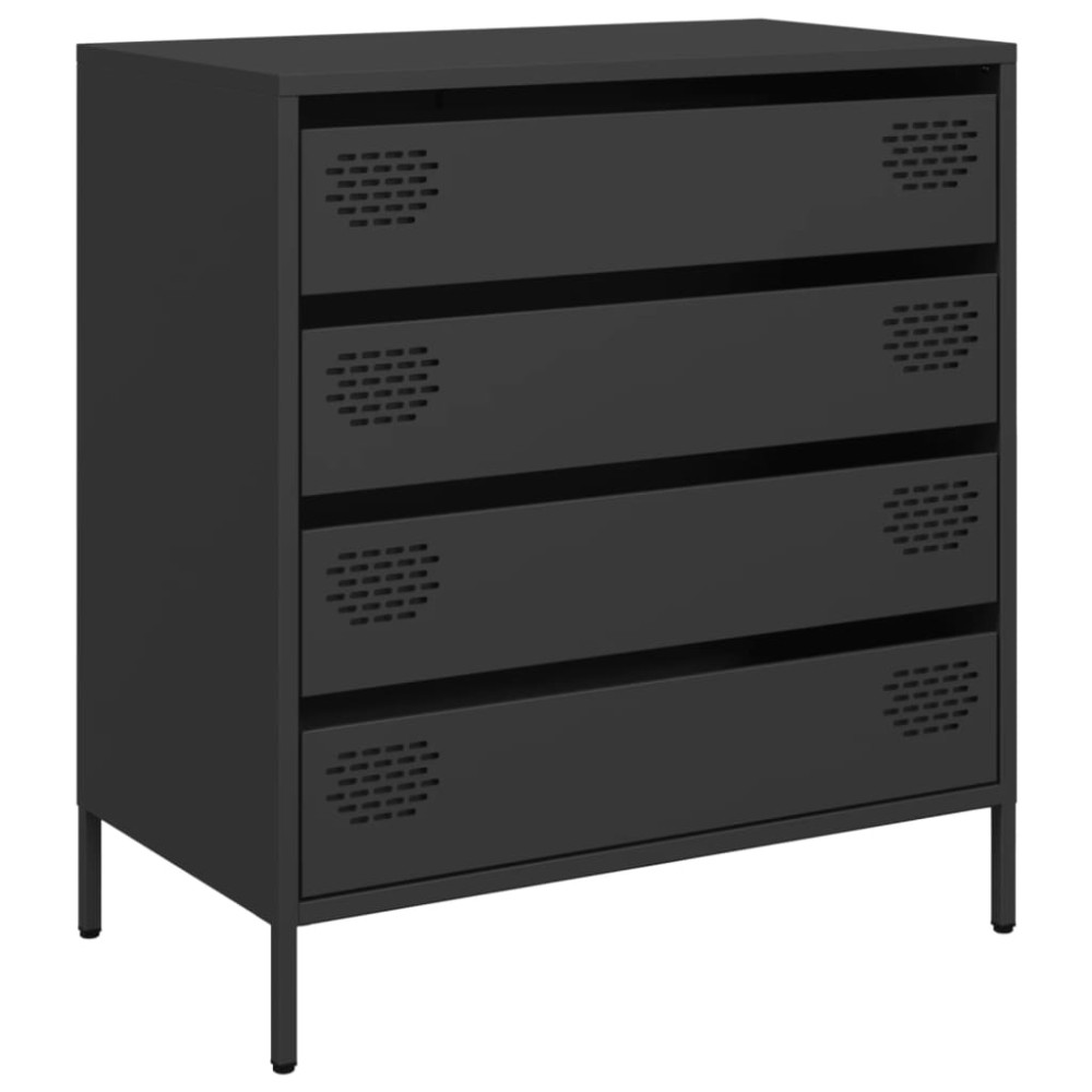 Produktbild för Skänk svart 68x39x73,5 cm kallvalsat stål