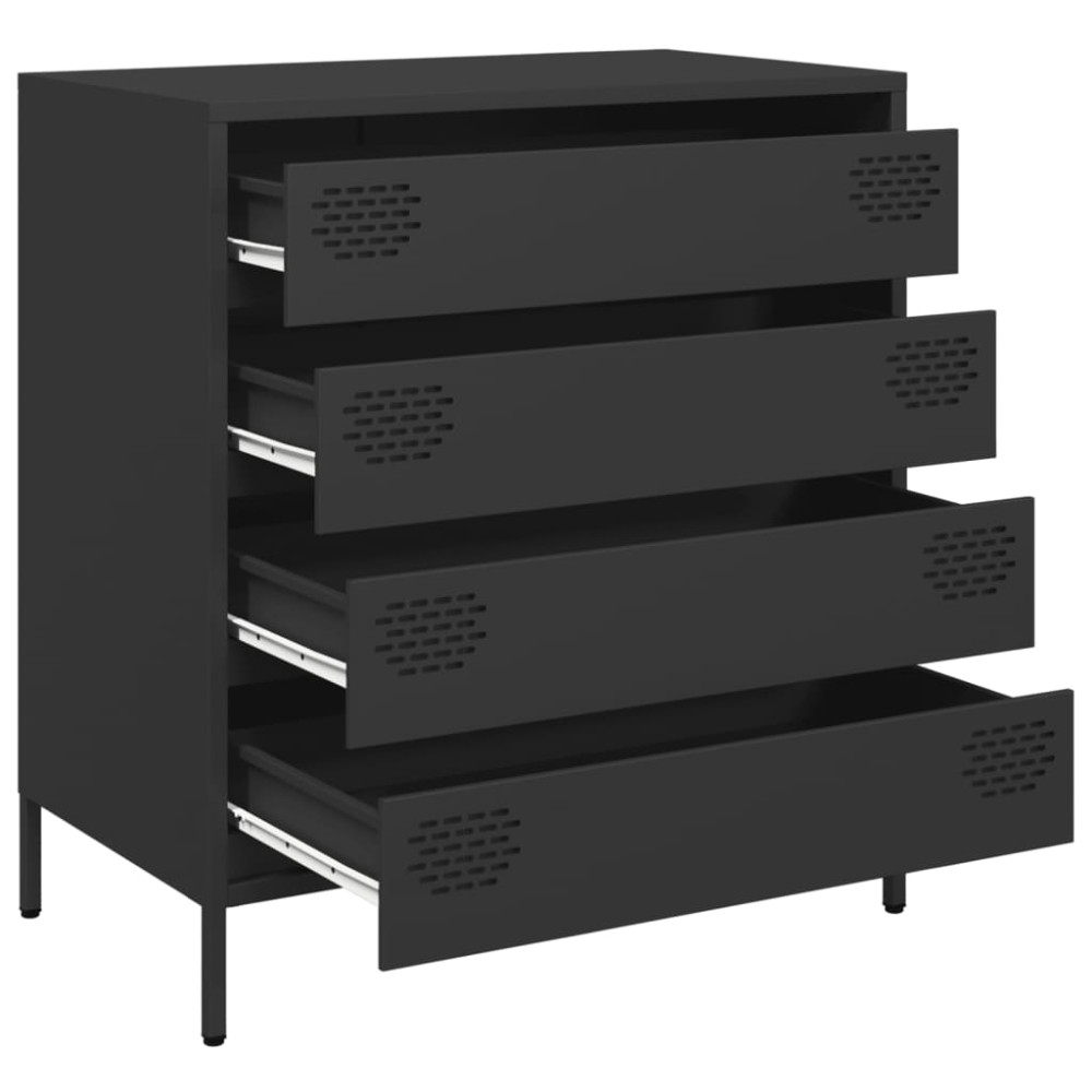Produktbild för Skänk svart 68x39x73,5 cm kallvalsat stål