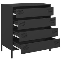 Produktbild för Skänk svart 68x39x73,5 cm kallvalsat stål