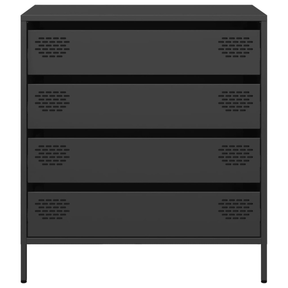 Produktbild för Skänk svart 68x39x73,5 cm kallvalsat stål