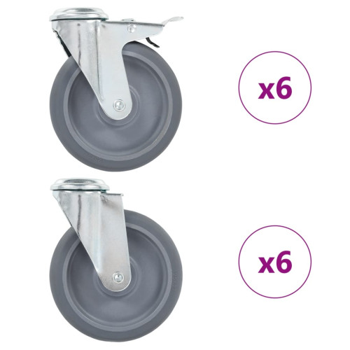 vidaXL Länkhjul med bulthål 12 st 125 mm - Osorterat