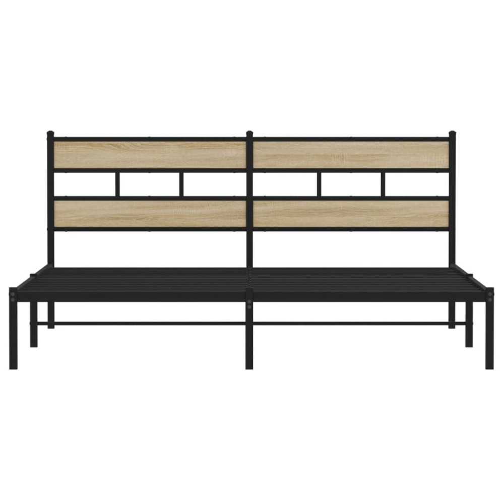 Produktbild för Sängram utan madrass metall sonoma-ek 193x203 cm