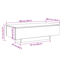 Produktbild för Soffbord åldrat trä 100x49,5x31 cm konstruerat trä