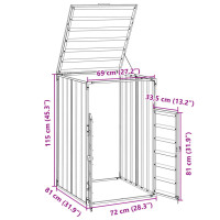 Produktbild för Skjul för sopkärl grå 72x81x115 cm stål