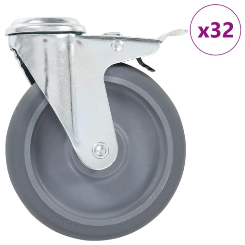 vidaXL Länkhjul med bulthål 32 st 125 mm