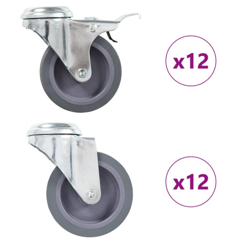 vidaXL Länkhjul med bulthål 24 st 75 mm