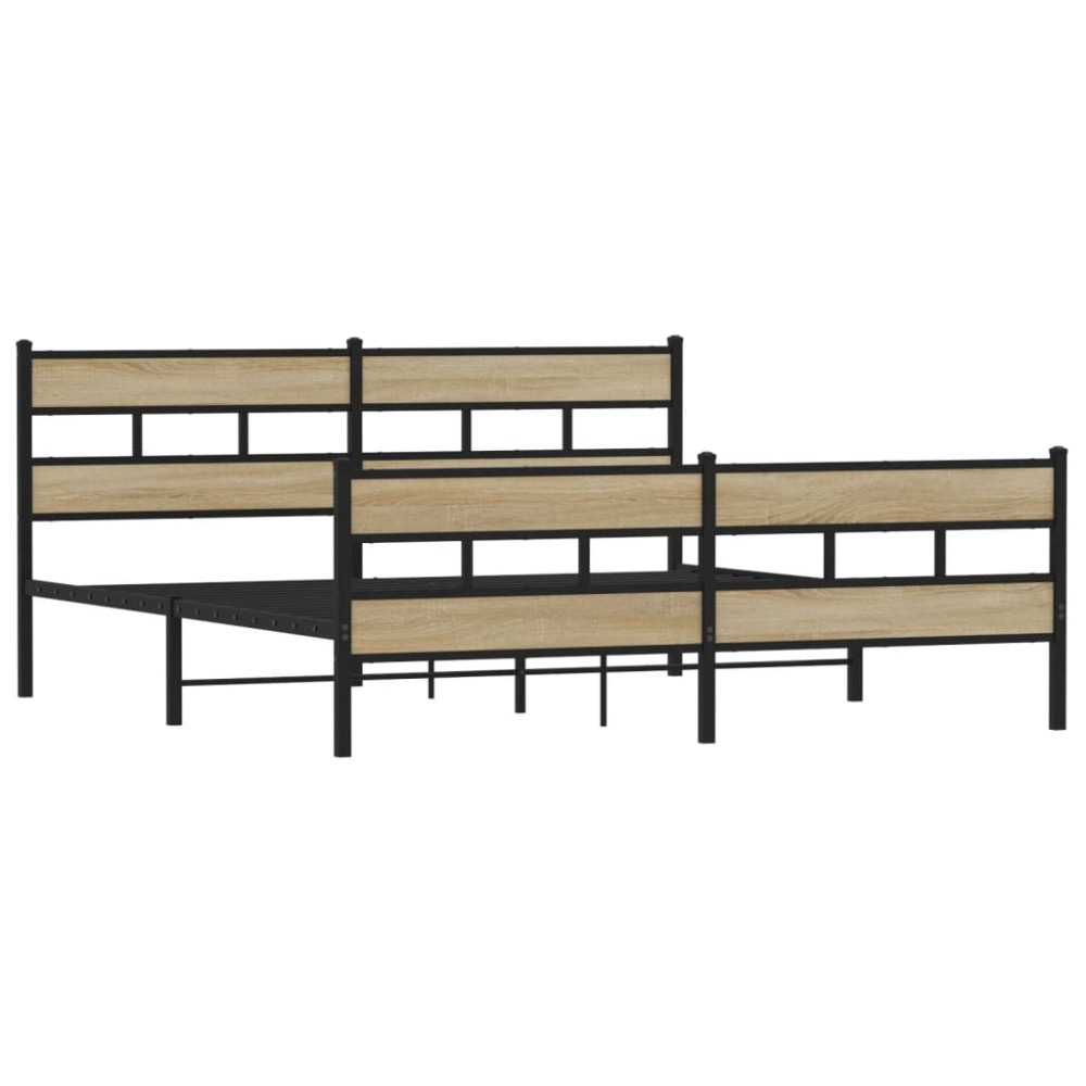 Produktbild för Sängram utan madrass metall sonoma-ek 183x213 cm