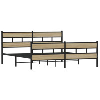 Produktbild för Sängram utan madrass metall sonoma-ek 183x213 cm