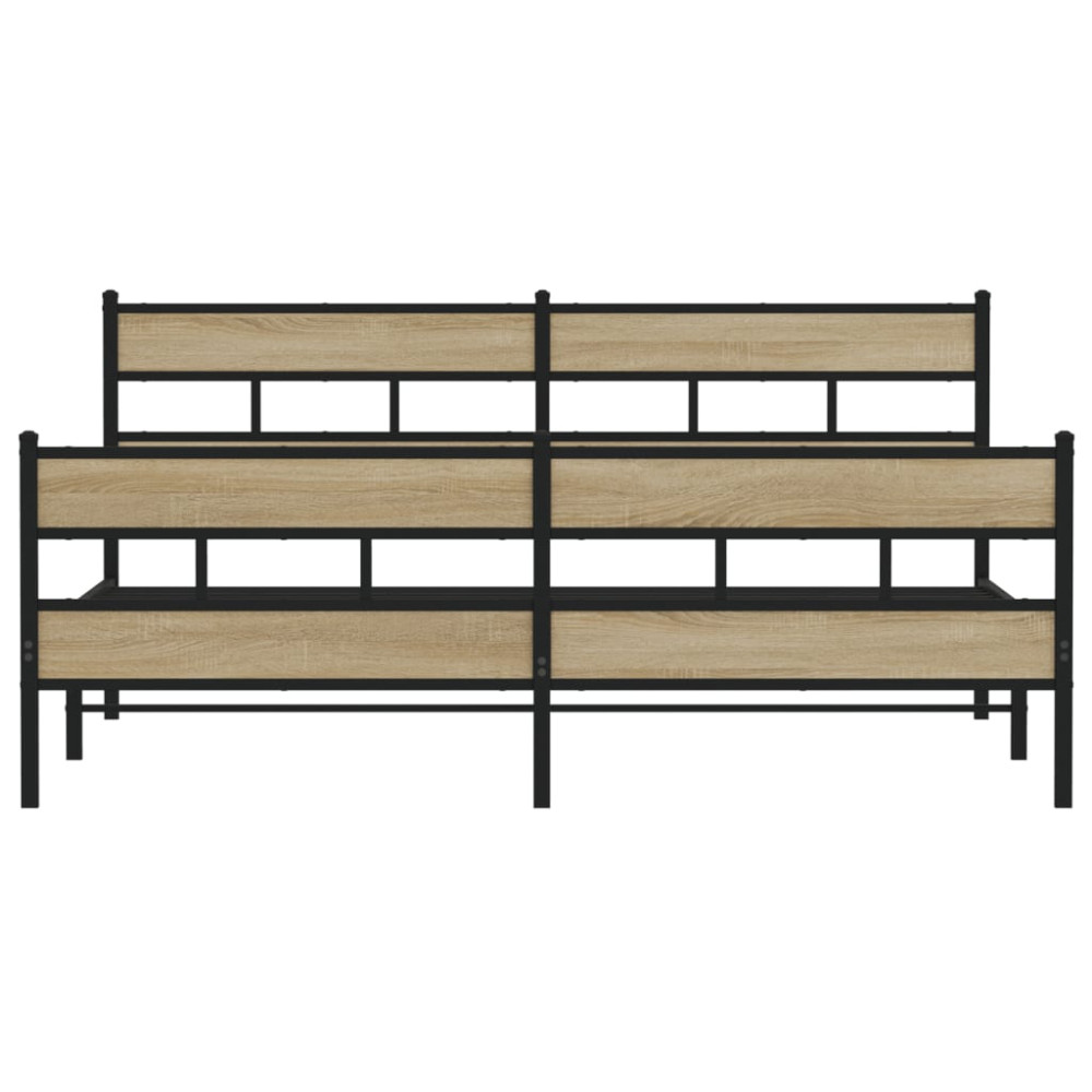 Produktbild för Sängram utan madrass metall sonoma-ek 183x213 cm