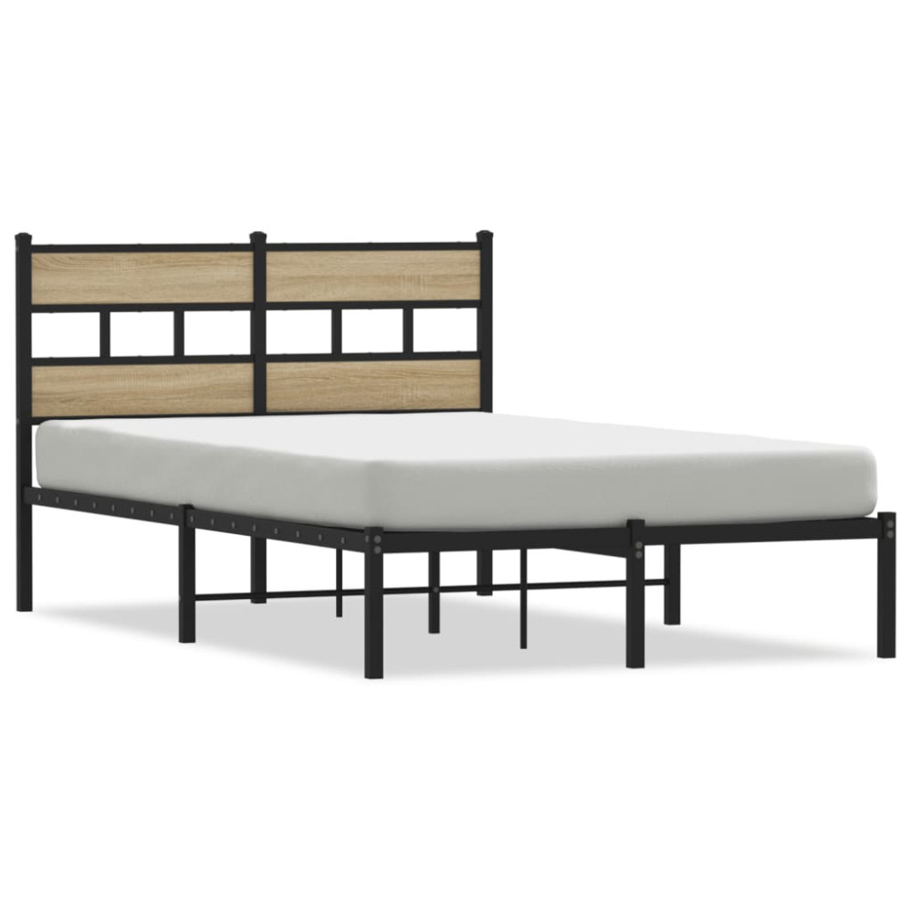Produktbild för Sängram utan madrass metall sonoma-ek 120x200 cm