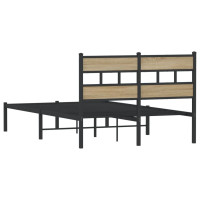 Produktbild för Sängram utan madrass metall sonoma-ek 120x200 cm