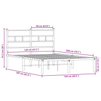 Produktbild för Sängram utan madrass metall sonoma-ek 120x200 cm
