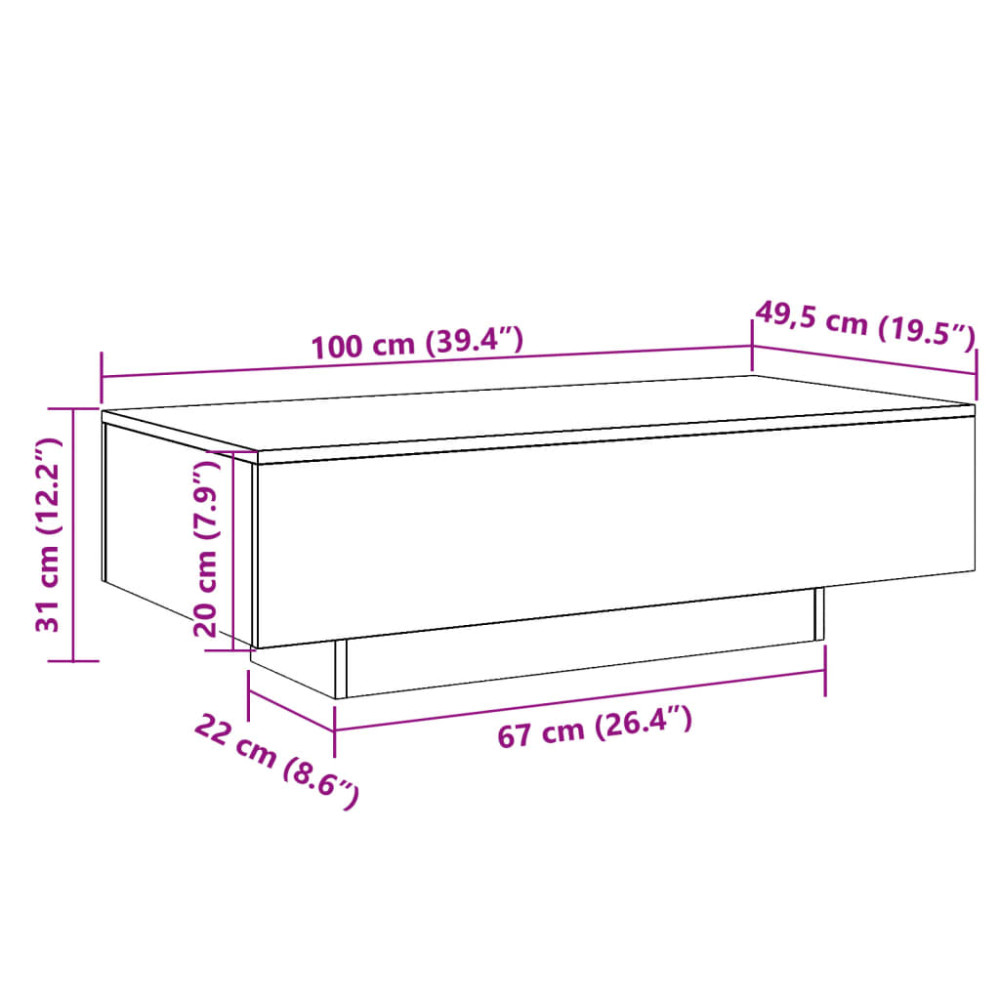 Produktbild för Soffbord artisan ek 100x49,5x31 cm konstruerat trä