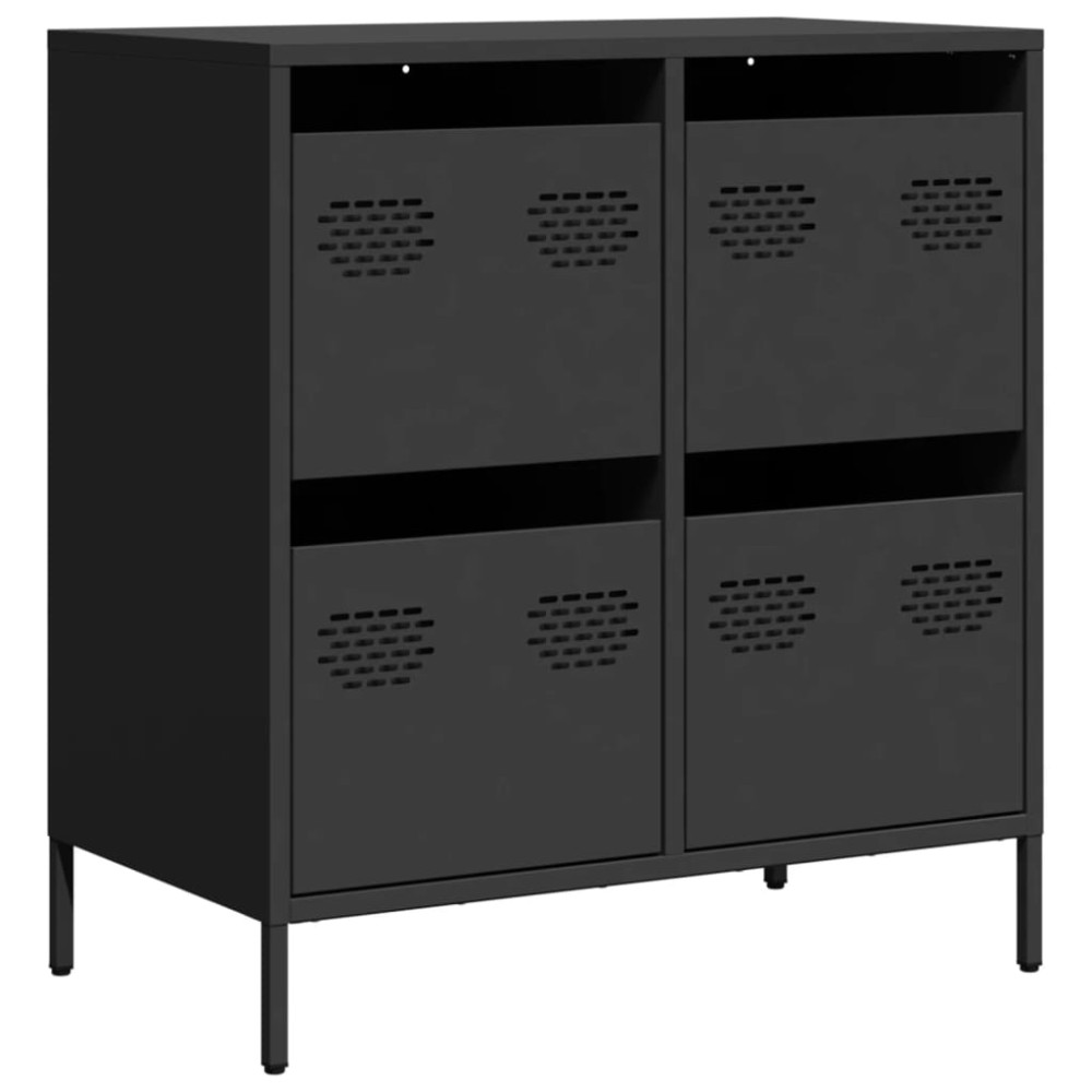 Produktbild för Skänk svart 68x39x73,5 cm kallvalsat stål