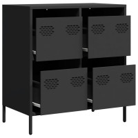 Produktbild för Skänk svart 68x39x73,5 cm kallvalsat stål