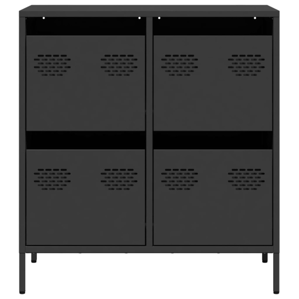 Produktbild för Skänk svart 68x39x73,5 cm kallvalsat stål