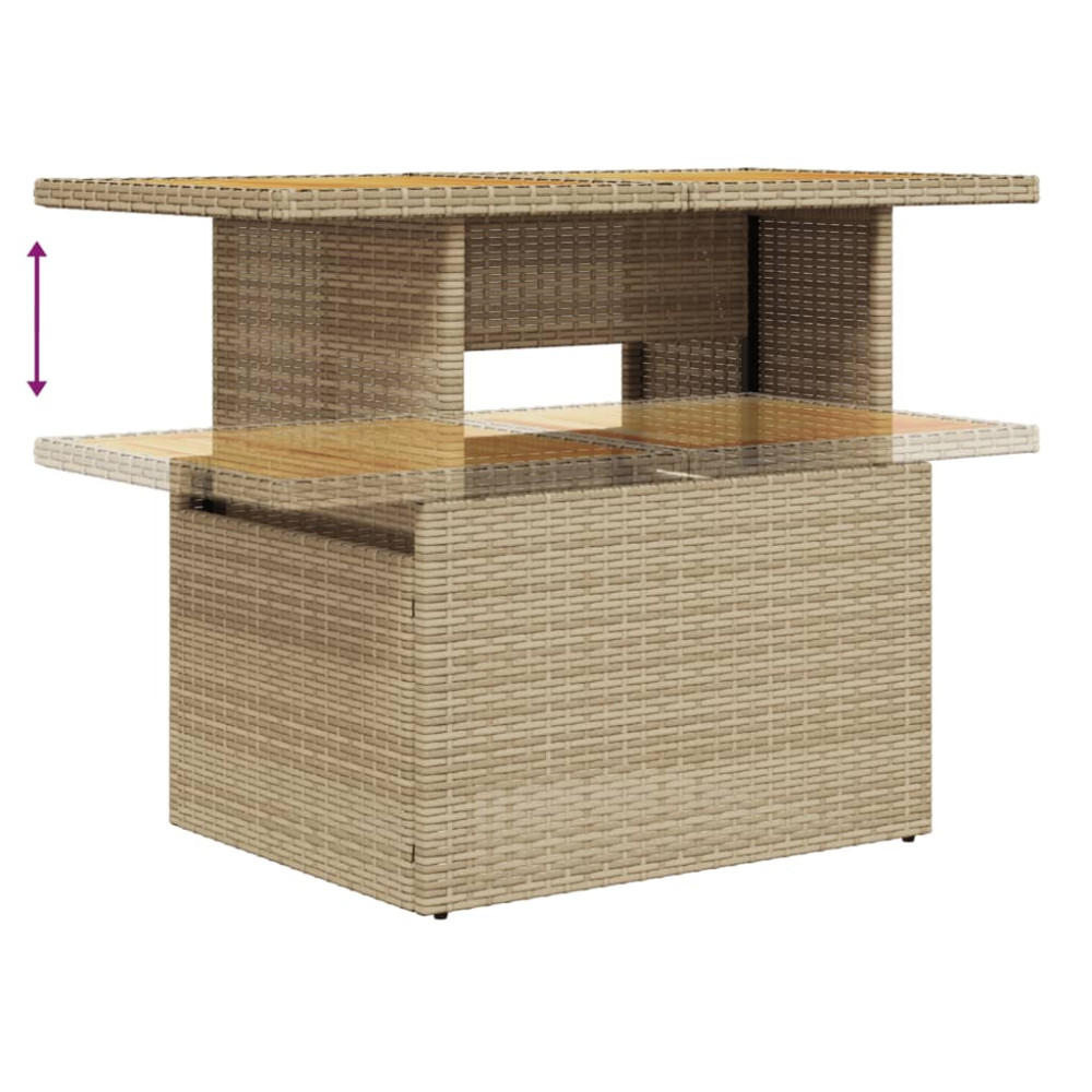 Produktbild för Matgrupp för trädgården med dynor 8 delar beige konstrotting