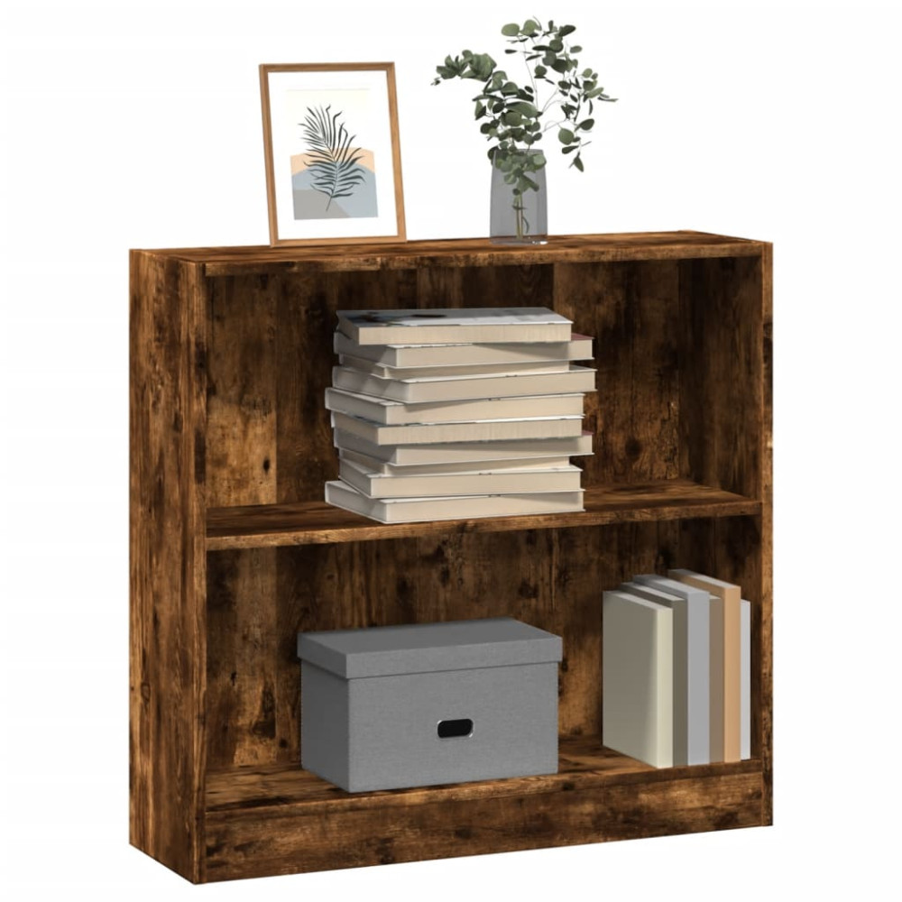 Produktbild för Bokhylla rökfärgad ek 80x24x76 cm konstruerat trä