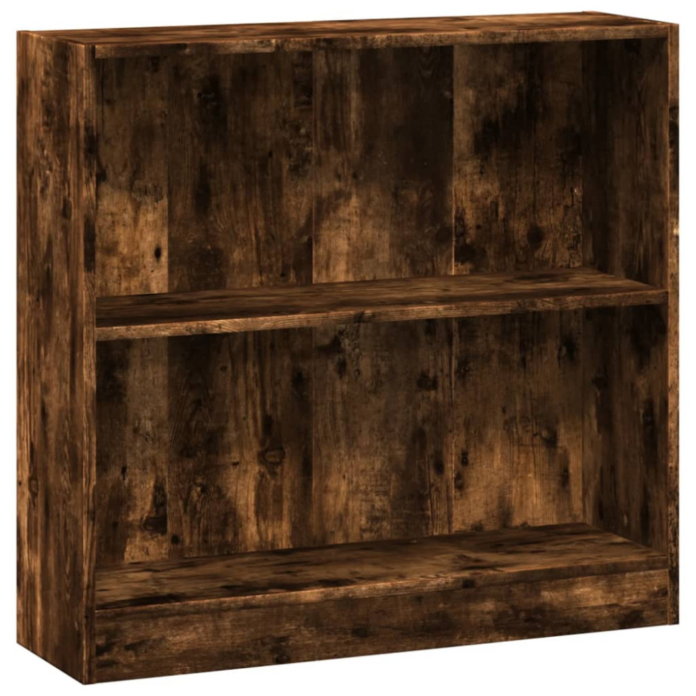 Produktbild för Bokhylla rökfärgad ek 80x24x76 cm konstruerat trä