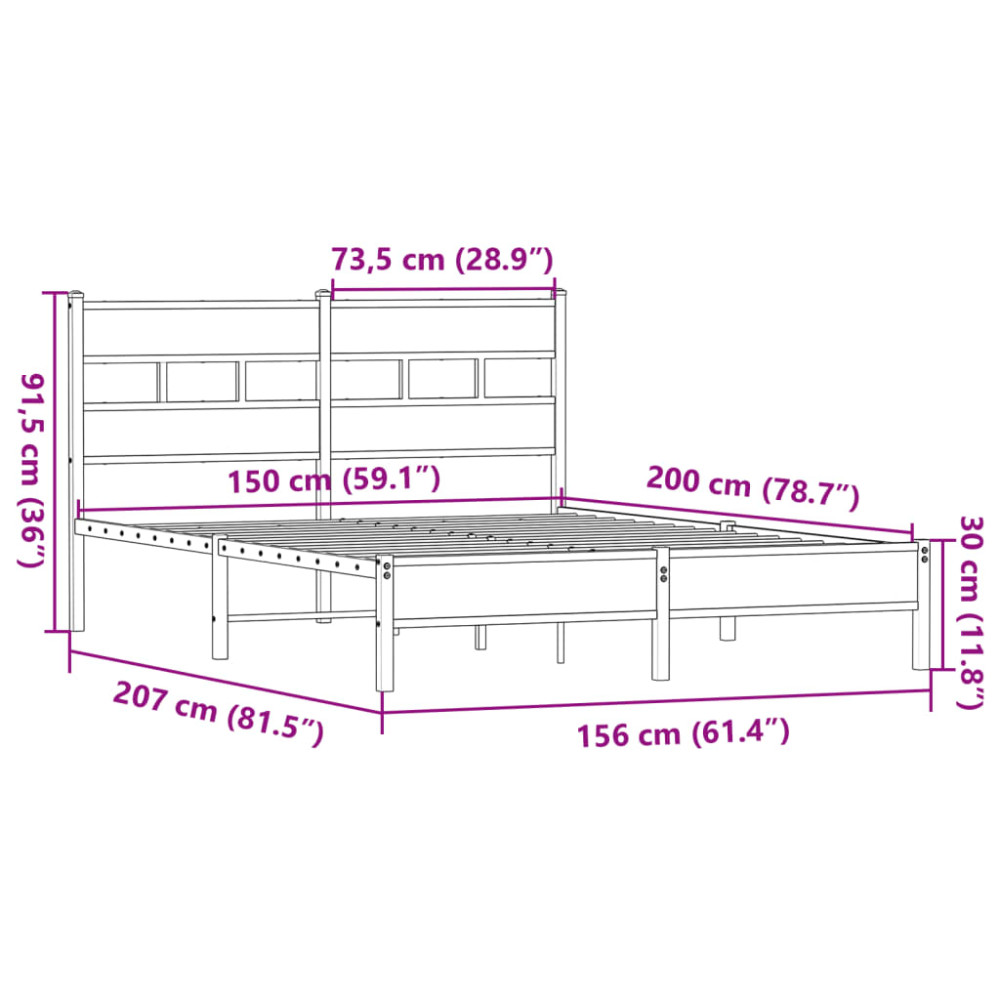 Produktbild för Sängram utan madrass sonoma-ek 150x200 cm konstruerad trä