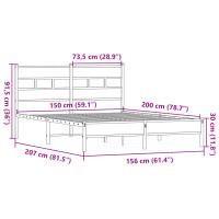 Produktbild för Sängram utan madrass sonoma-ek 150x200 cm konstruerad trä