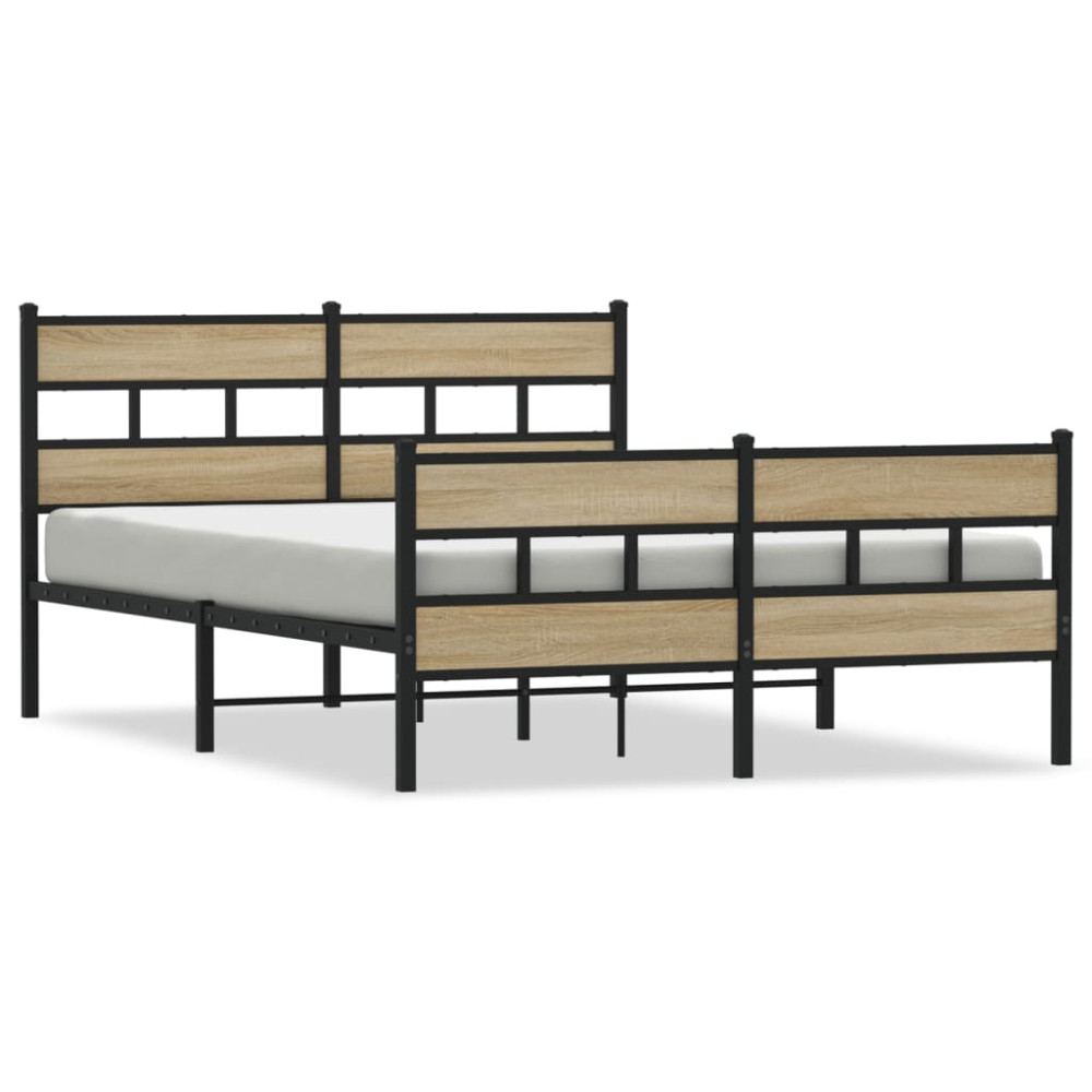 Produktbild för Sängram utan madrass metall sonoma-ek 135x190 cm