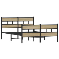 Produktbild för Sängram utan madrass metall sonoma-ek 135x190 cm