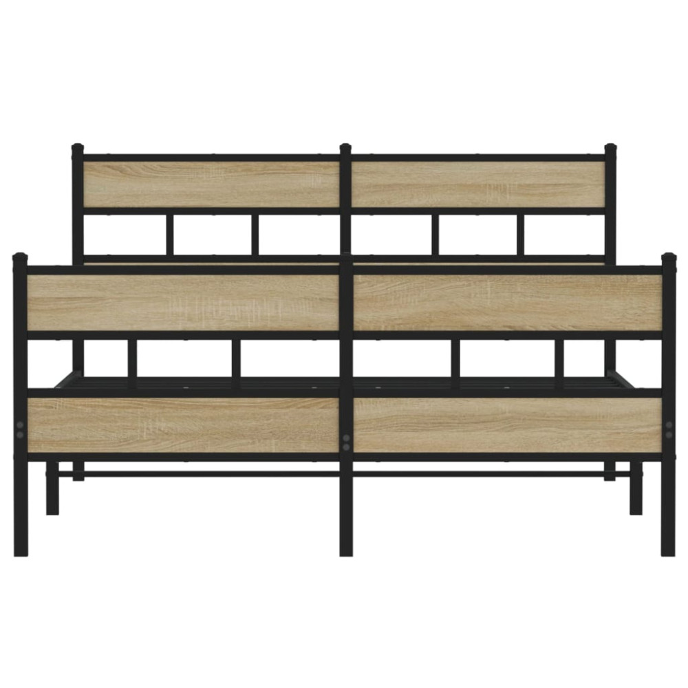 Produktbild för Sängram utan madrass metall sonoma-ek 135x190 cm
