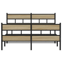 Produktbild för Sängram utan madrass metall sonoma-ek 135x190 cm