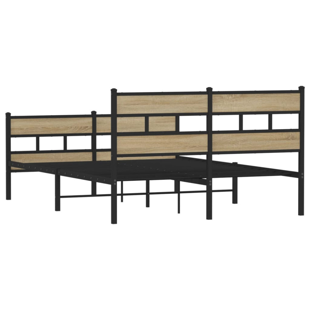 Produktbild för Sängram utan madrass metall sonoma-ek 135x190 cm