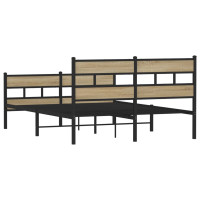 Produktbild för Sängram utan madrass metall sonoma-ek 135x190 cm