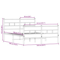 Produktbild för Sängram utan madrass metall sonoma-ek 135x190 cm