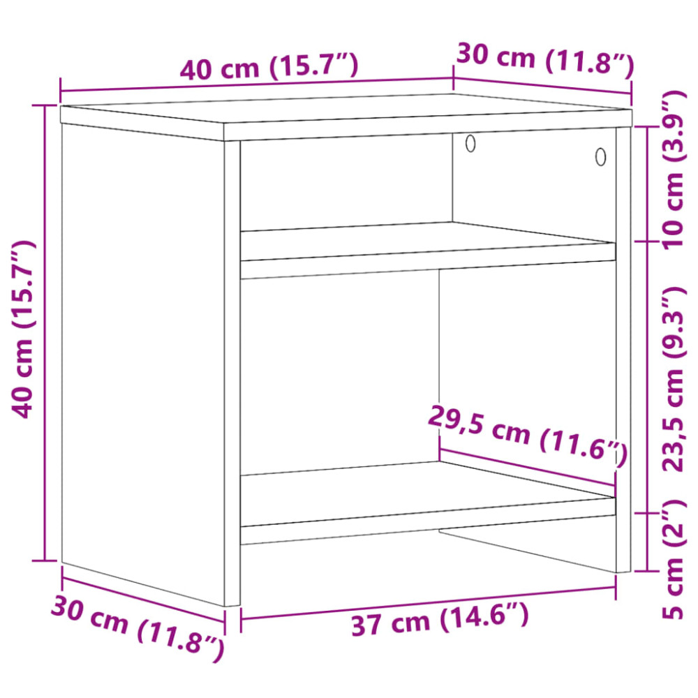 Produktbild för Sängbord 2 st ek 40x30x40 cm konstruerat trä