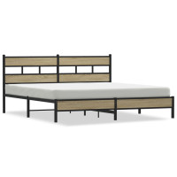 Produktbild för Sängram utan madrass metall sonoma-ek 183x213 cm