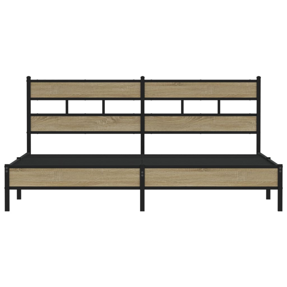 Produktbild för Sängram utan madrass metall sonoma-ek 183x213 cm