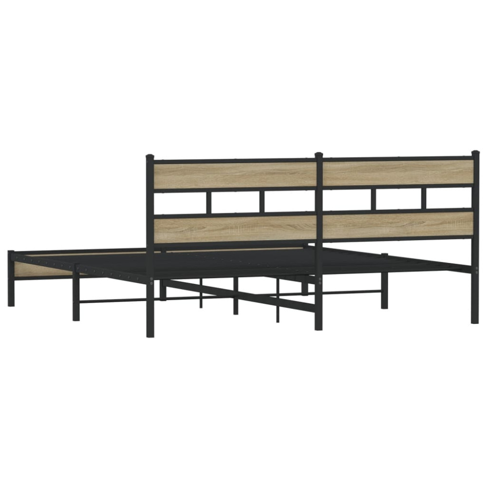 Produktbild för Sängram utan madrass metall sonoma-ek 183x213 cm