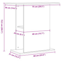 Produktbild för Akvariebänk åldrat trä 36x75x72,5 cm konstruerat trä