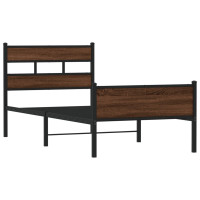 Produktbild för Sängram utan madrass brun ek 107x200 cm konstruerad trä