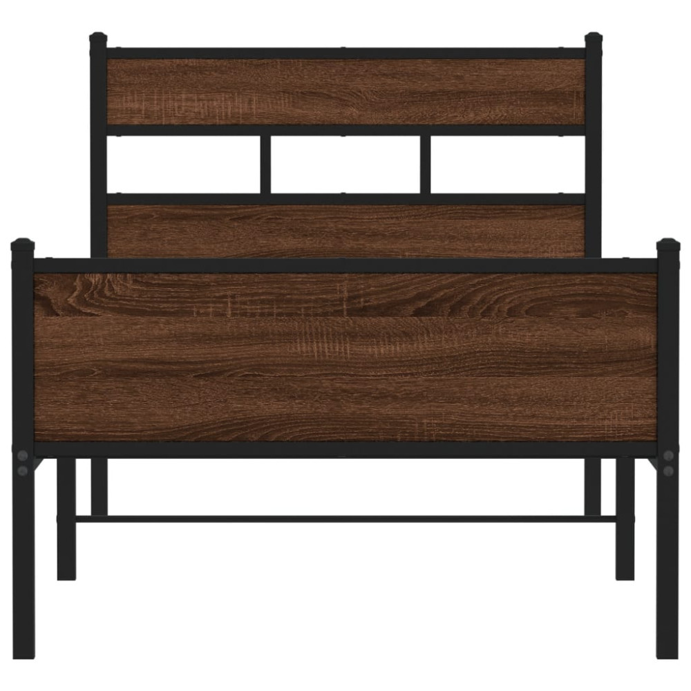 Produktbild för Sängram utan madrass brun ek 107x200 cm konstruerad trä