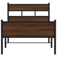 Produktbild för Sängram utan madrass brun ek 107x200 cm konstruerad trä