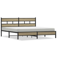 Produktbild för Sängram utan madrass metall sonoma-ek 200x200 cm