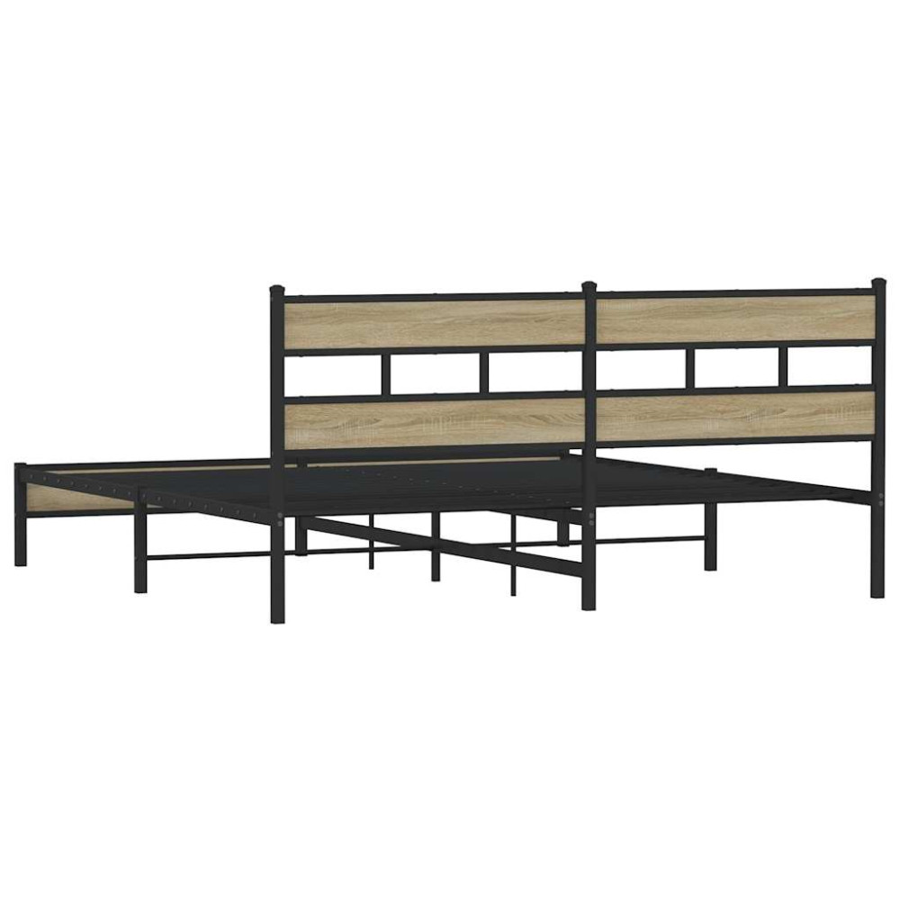 Produktbild för Sängram utan madrass metall sonoma-ek 200x200 cm