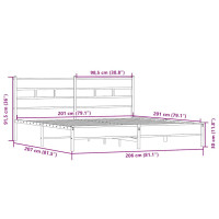 Produktbild för Sängram utan madrass metall sonoma-ek 200x200 cm