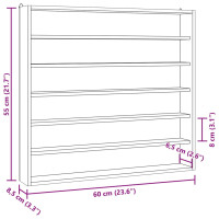 Produktbild för Väggskåp med 6 hyllor 60x8,5x55 cm