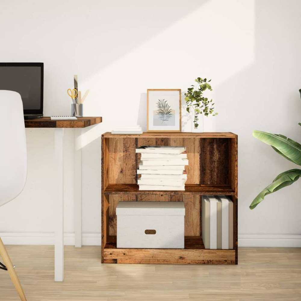 Produktbild för Bokhylla åldrat trä 80x24x76 cm konstruerat trä