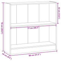 Produktbild för Bokhylla åldrat trä 80x24x76 cm konstruerat trä